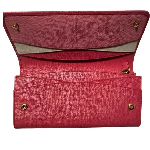 Prada Long Wallet in vibrant Peony w/ gold logo detail, has authenticity card - Picture 5 of 5